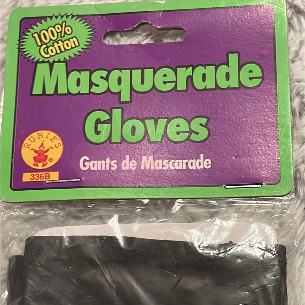 Masquerade Gloves Rubies Halloween Costume NIP‎ Black Short 100% Cotton NEW